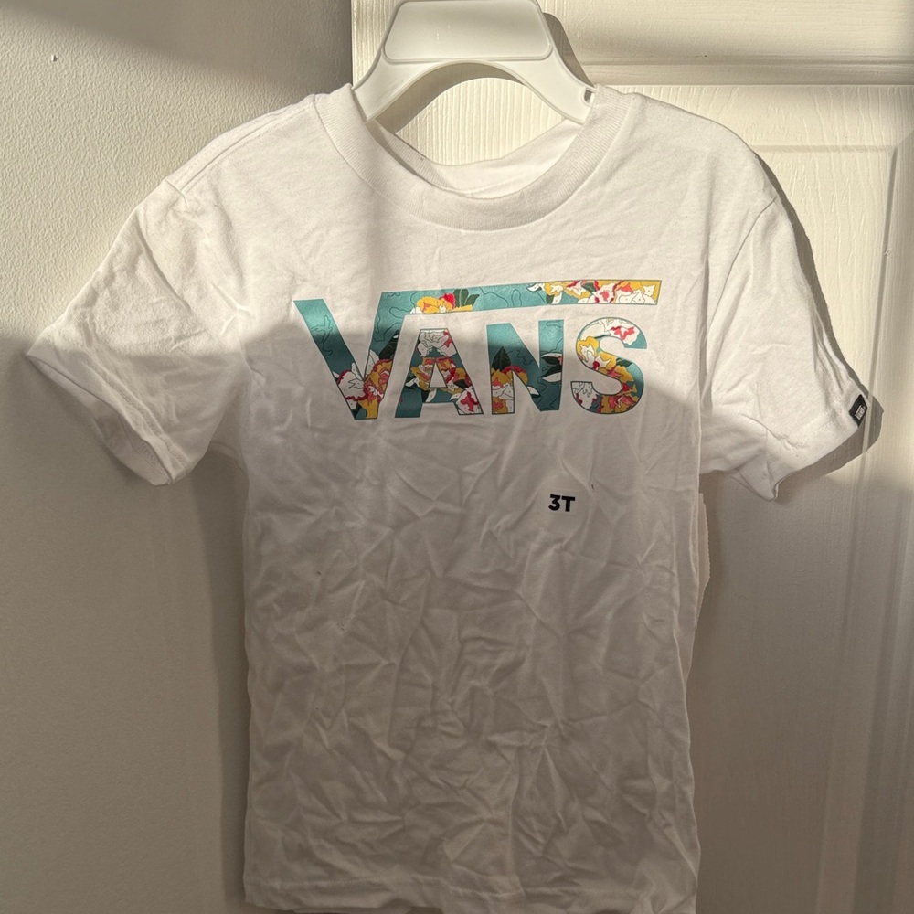 Vans Kids White Tee with Floral Logo